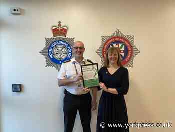 North Yorkshire fire service and police force supporting Sunflower Lanyard Scheme