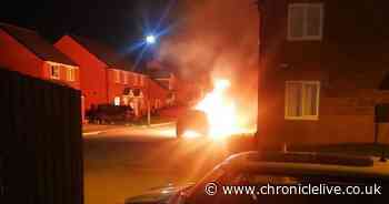 See flames shoot into the air after early hours 'explosion' and car fire on Sunderland street