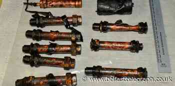 Pictured: Munition haul of 28 pipe bombs pulled from River Lagan in Belfast