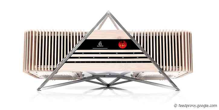 iFi Aurora is a futuristic AirPlay speaker blending wood and metal materials