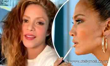 Jennifer Lopez and Shakira behind the scenes at Super Bowl