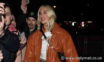 Dua Lipa is mobbed by fans outside the BBC Radio 1 studios