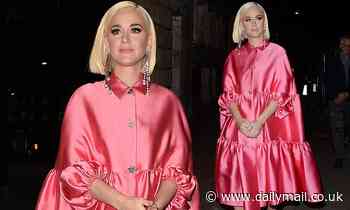 Katy Perry makes a very bold style statement in voluminous pink satin coat