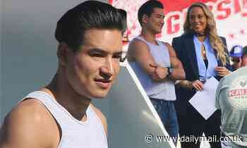 Mario Lopez and Elizabeth Berkley are seen for the first time filming Saved By The Bell reboot