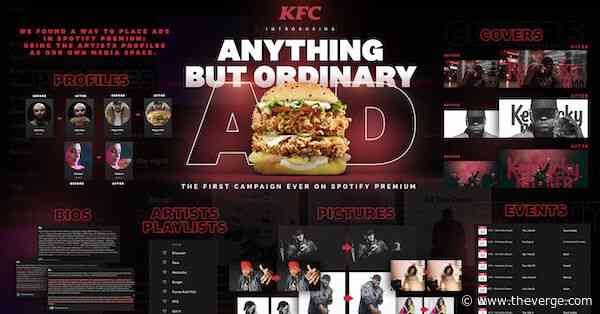 KFC sneaks ads onto Spotify Premium by taking over artist profiles