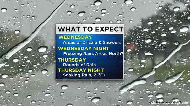 Maryland Weather: Rain Expected All Week, Freezing Rain Possible Wednesday Night