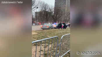 Police stop car driving toward crowd at Kansas City Chiefs' Super Bowl parade