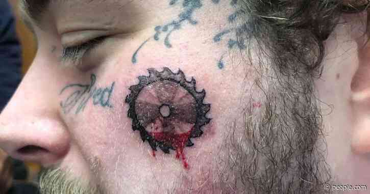 Post Malone Has a New Face Tattoo Featuring a Bloody Buzzsaw Design