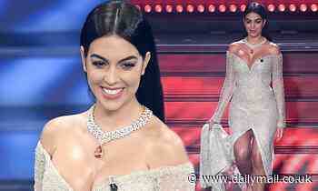 Georgina Rodriguez dazzles in a sequinned off-shoulder gown as she hosts Sanremo Music Festival