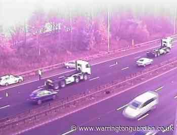 Accident closes lane on M62 in Warrington