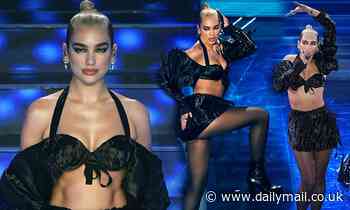 Dua Lipa sets pulses racing in TINY black bralet and skimpy shorts