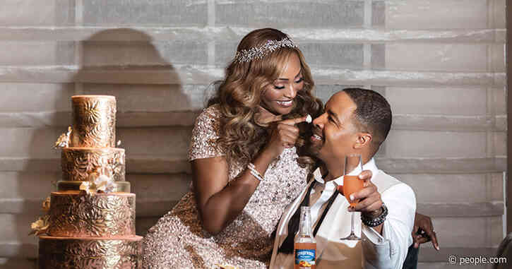 Cynthia Bailey and Mike Hill Pose in Bride and Groom Garb for Sophisticated Weddings Shoot