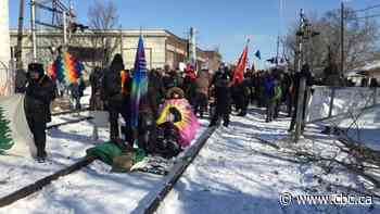 Protesters block rail line near Dupont and Dufferin in support of Coastal GasLink pipeline opponents