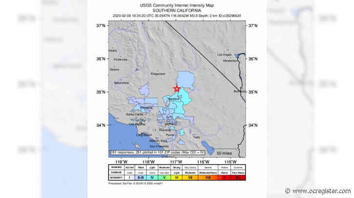 3.9 quake northeast of Barstow felt across Southern California