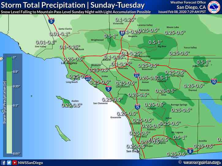 One-day rainstorm coming to Southern California