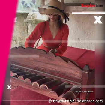 Shubra Aiyappa tries her hand at playing a musical instrument
