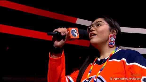 Cree version of 'O Canada' sung at Oilers game by Indigenous teen