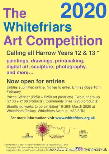 Sixth form students in Harrow can win a cash prize in Whitefriars art competition