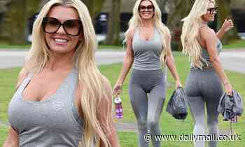 Christine McGuinness flaunts her gym-honed body in fitted leisure wear after enjoying a workout 