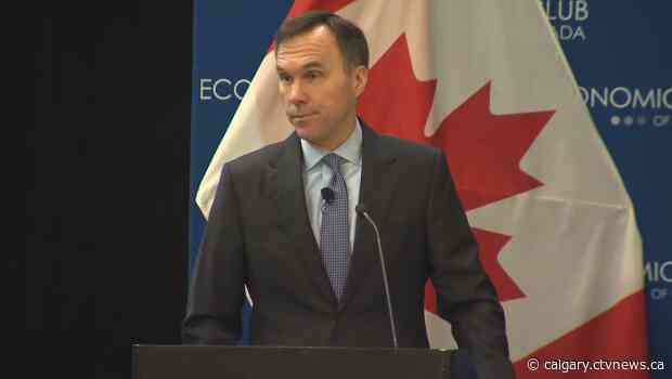 Federal finance minister speaks in Calgary
