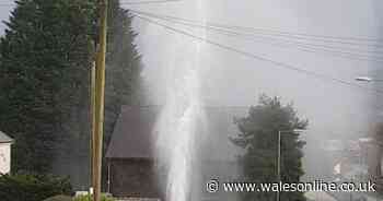 Water main bursts spraying hundreds of gallons of water 50ft into the air for more than two hours