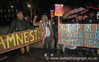 Deportation flight prompts protests outside Downing Street