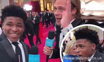 Cheer star Jerry Harris freaks out after interviewing Brad Pitt on the Academy Awards red carpet