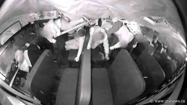 Video shows students go flying as Ohio school bus overturns in crash