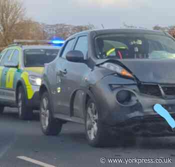 Two cars crash on A19 at Crockey Hill - two taken to York Hospital