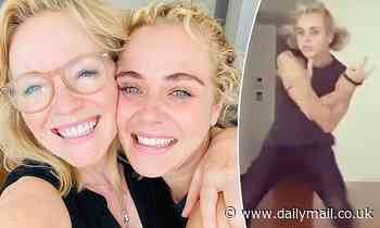 Jessica Marais looks happy as she dances with Rebecca Gibney before she quit Back To The Rafters
