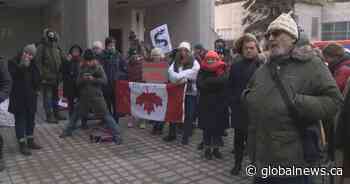 Wet’suwet’en solidarity protesters demonstrate at Carolyn Bennett’s office
