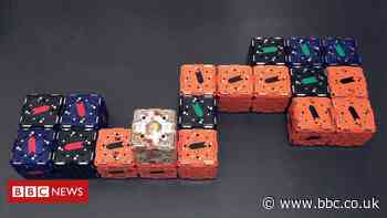 Robot blocks leap, roll and climb to work together