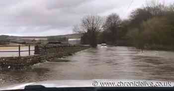 Terrifying plight of family trapped in their car by flood waters in Northumberland
