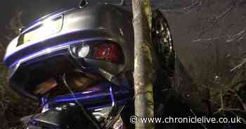 Driver has lucky escape after car veers off West Moor road and flips onto roof