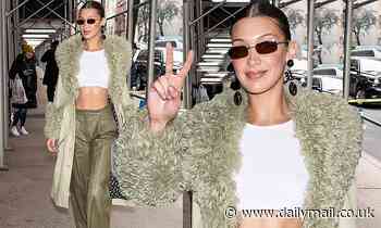 Bella Hadid proves she has the best tummy in the business as she flashes abs in crop top