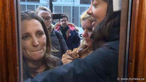 Pipeline protesters block Freeland from Halifax meeting, tell her to call police