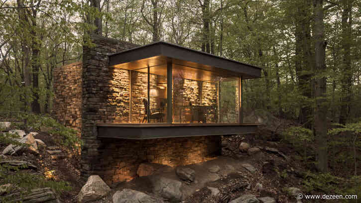 Eric J Smith cantilevers Writer's Studio over forested hillside in Connecticut