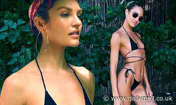 Candice Swanepoel models a strappy bikini