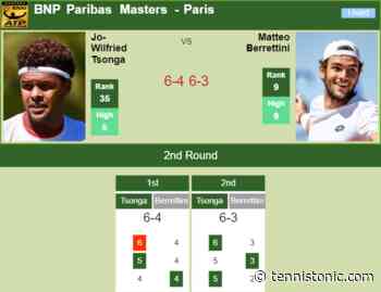 PARIS RESULTS. Jo-Wilfried Tsonga aces Berrettini in the 2nd round of the BNP Paribas Masters - Tennis Tonic