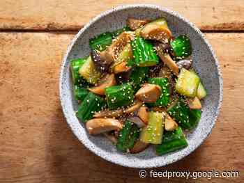 Stir-Fried Cucumbers With Trumpet Mushrooms and Torch Hei