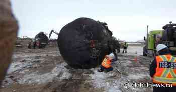 19 cars ‘involved in a pool of fire’ after CP train derailment near Guernsey, Sask.