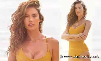 Alessandra Ambrosio poses in one of her new swimsuits