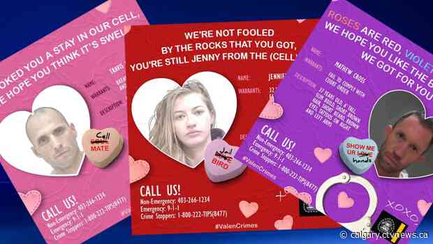 I love you (behind bars): Police release series of Valentine's Day cards for wanted Calgarians