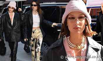 Pretty-in-pink Bella Hadid meets pal Kendall Jenner for Valentine's Day lunch in New York
