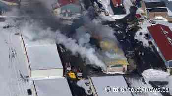 Firefighters respond to large blaze at Stoney Creek Airport in Hamilton