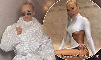 Duvet chic! Tammy Hembrow rugs up in a HUGE quilted coat as she steps out at New York Fashion Week