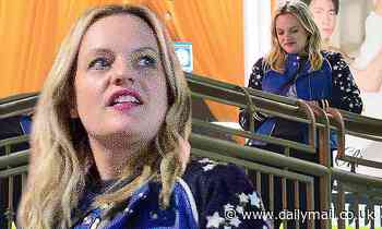 Elisabeth Moss dons leather jacket as she takes her mother out for sushi dinner on Valentines Day