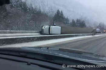 Update: Single lane southbound reopens on Coquihalla after semi flips - Abbotsford News