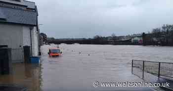 Parts of Carmarthen under water as Storm Dennis batters town