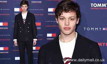 Jade Goody's son Bobby Brazier, 16, walks the red carpet for Tommy Hilfiger's LFW show